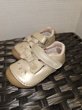 Stride Rite Metallic Gold Baby Mary Jane Shoes with Bow